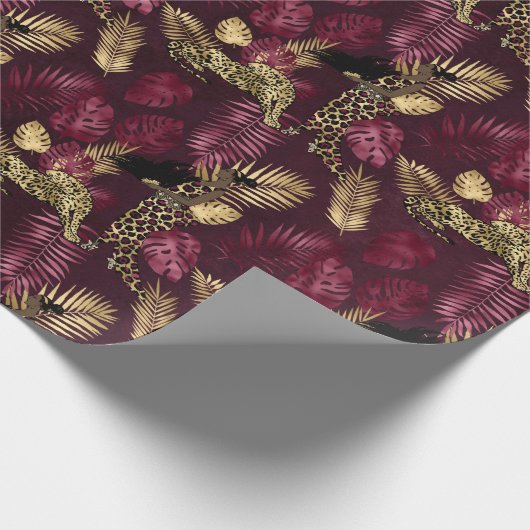 Papier Cadeau Burgundy and Gold Leopard Series Design 12 (Coin)