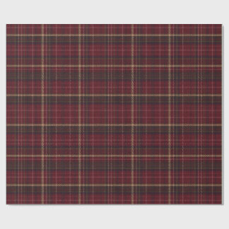 Papier Cadeau Burgundy and Tan Plaid Tartan Wrapping Paper
