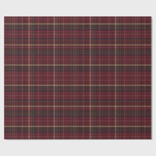 Papier Cadeau Burgundy and Tan Plaid Tartan Wrapping Paper (Plat)