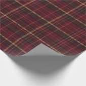 Papier Cadeau Burgundy and Tan Plaid Tartan Wrapping Paper (Coin)