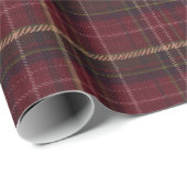 Papier Cadeau Burgundy and Tan Plaid Tartan Wrapping Paper (Coin rond)
