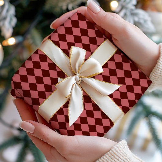 Papier Cadeau Burgundy Argyle Wrapping Paper
