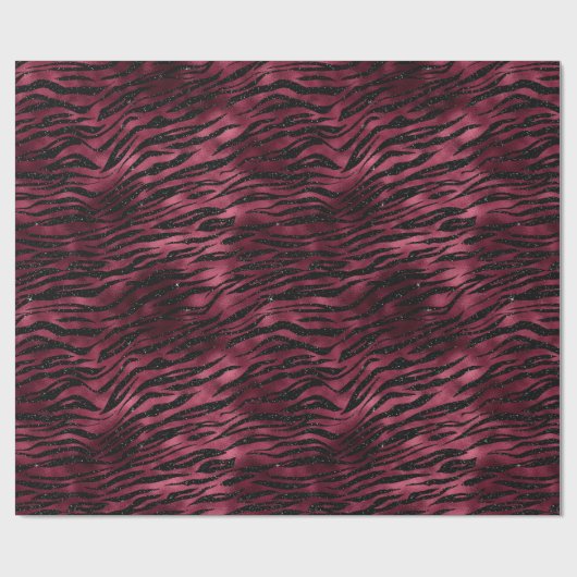 Papier Cadeau Burgundy Black Zebra Imprimer Parties scintillant  (Plat)