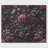 Papier cadeau Burgundy Blanc Rouge Floral (Plat)