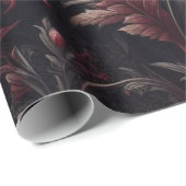 Papier cadeau Burgundy Blanc Rouge Floral (Coin rond)