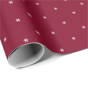 Papier Cadeau Burgundy doux flocons blancs hiver Vacances