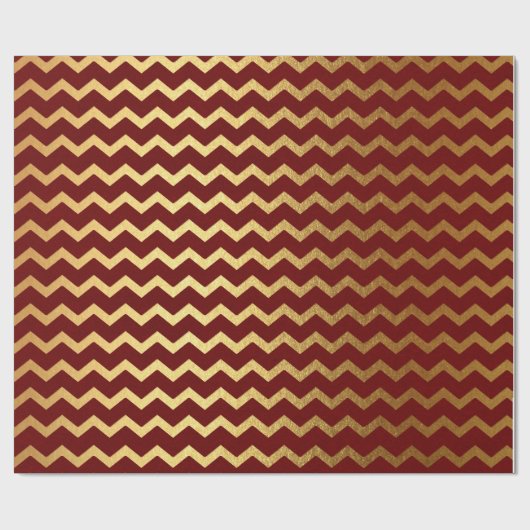 Papier Cadeau Burgundy Gold Stripes Lines Zig Zag Chevron (Plat)