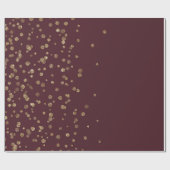 Papier Cadeau Burgundy Maroon Gold Stripes Crystals Confetti (Plat)