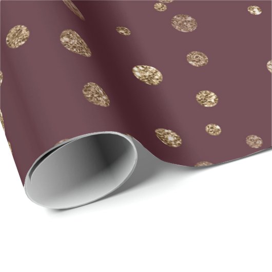 Papier Cadeau Burgundy Maroon Gold Stripes Crystals Confetti (Coin rond)