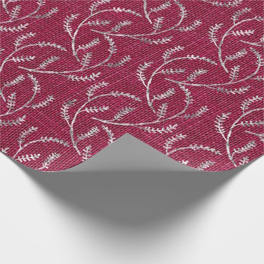 Papier Cadeau Burgundy Maroon Linen Argent Sparkly Laurel (Coin)