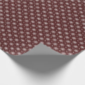 Papier Cadeau Burgundy Maroon White Snowflakes Lines Vacances (Coin)