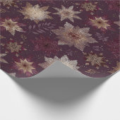 Papier Cadeau Burgundy Poinsettia Christmas Pattern (2) (Coin)
