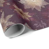 Papier Cadeau Burgundy Poinsettia Christmas Pattern (2) (Coin rond)