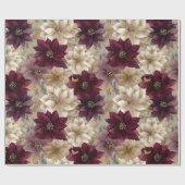 Papier Cadeau Burgundy Poinsettia Christmas Pattern (5) (Plat)