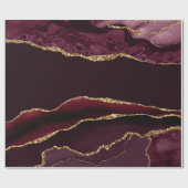 Papier Cadeau Burgundy Red Agate Faux Gold Parties scintillant (Plat)