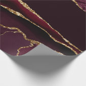 Papier Cadeau Burgundy Red Agate Faux Gold Parties scintillant (Coin)
