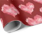 Papier Cadeau Burgundy Red Flame Hearts Bridal Shower (Coin rond)