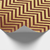 Papier Cadeau Burgundy Red Gold Stripes Lines Zig Zag Chevron (Coin)