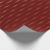 Papier Cadeau Burgundy Red Maroon Golden Stripes gouttes points (Coin)