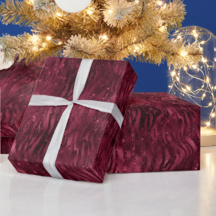 Papier Cadeau Burgundy Red Zebra Print