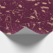 Papier Cadeau Burgundy Rose Gold Splatter Parti Abstrait moderne (Coin)