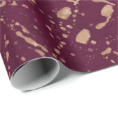 Papier Cadeau Burgundy Rose Gold Splatter Parti Abstrait moderne (Coin rond)