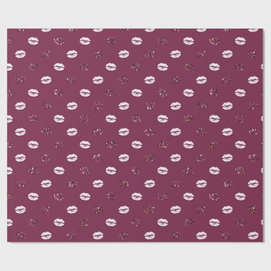 Papier Cadeau Burgundy rose Parties scintillant rouge blanc Bais (Plat)
