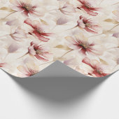 Papier Cadeau Burgundy Rouge Crème Fête de Mariage Floral (Coin)