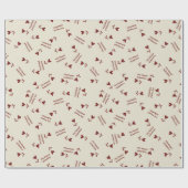 Papier Cadeau Burgundy Script Hearts on Cream– Valentine Pattern (Plat)