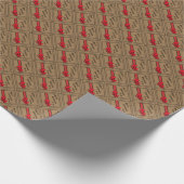 Papier Cadeau Burlap rustique avec Red Trim Joyeux Noël (Coin)