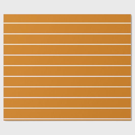 Papier Cadeau Burnt Orange and White Stripe Wrapping Paper (Plat)