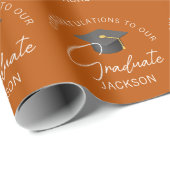 Papier Cadeau Burnt Orange Diplômé Personnalisé (Coin rond)