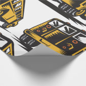 Papier Cadeau Bus scolaire Retro Vintage Jaune (Coin)