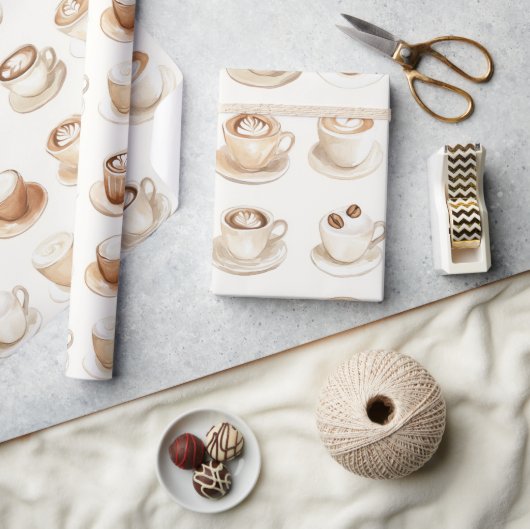 Papier Cadeau But First, Coffee Cups (Artisanat)