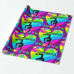 PAPIER CADEAU BUZZZLING PURPLE I LOVE GYMNASTICS DESIGN