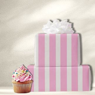 Papier Cadeau Cabane de fête rose rayée pour anniversaire Prépa
