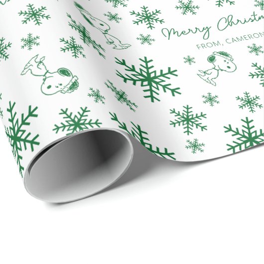 Papier Cadeau cacahuètes | Christmas Snoopy Let It Snow Motif (Coin rond)