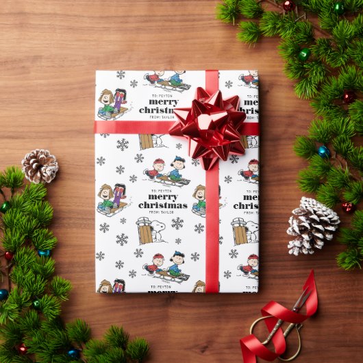Papier Cadeau cacahuètes | Hiver Sledding Fun Motif (Cadeau de vacances)