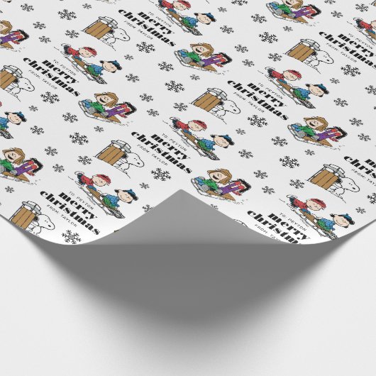 Papier Cadeau cacahuètes | Hiver Sledding Fun Motif (Coin)