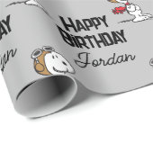 Papier Cadeau cacahuètes | Snoopy L'As Volant (Coin rond)