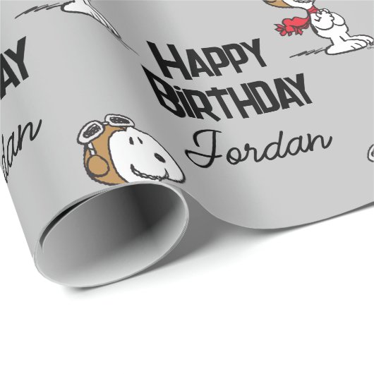 Papier Cadeau cacahuètes | Snoopy L'As Volant (Coin rond)