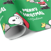 Papier Cadeau cacahuètes | Snoopy & Woodstock Ho Ho | Ajouter Vo (Coin rond)