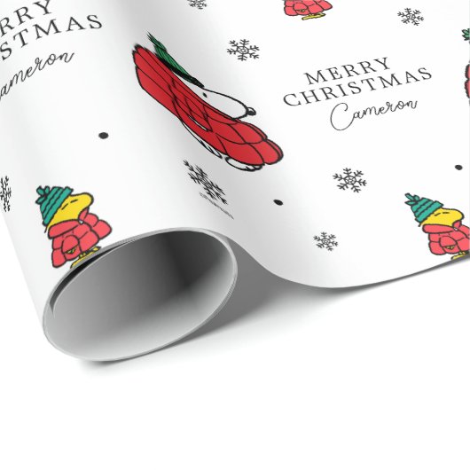 Papier Cadeau cacahuètes | Veste Snoopy Red Puffer (Coin rond)