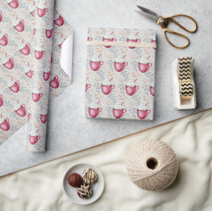 Papier Cadeau Cacao Chaud De Noël Et Cookies Aquarelle