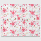 Papier Cadeau Cacao chaud rose de Noël (Plat)