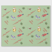 Papier Cadeau Cacao Cheval Jouets Arbre de Noël Vert Cadeaux de  (Plat)