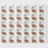 Papier Cadeau Cacatoès blanc présente Joyeux Noël (Plat)
