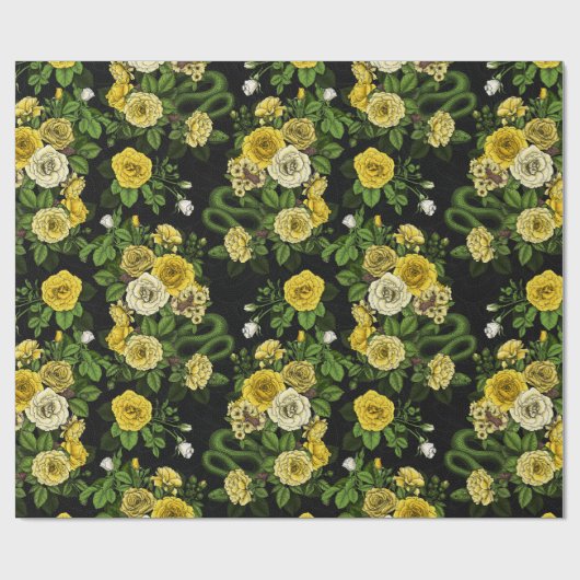 Papier Cadeau Caché en rose, jaune et vert (Plat)