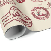 Papier Cadeau Cachet de la poste classique rouge de Noël par avi (Coin rond)