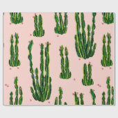 Papier Cadeau Cacti seamless pattern watercolor. Cactus in bloss (Plat)